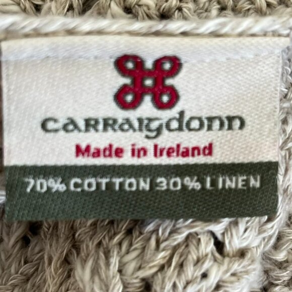Carraigdonn Woman's Beige Knit Made In Ireland Linen/Cotton Sweater Sz Lr - Picture 8 of 9